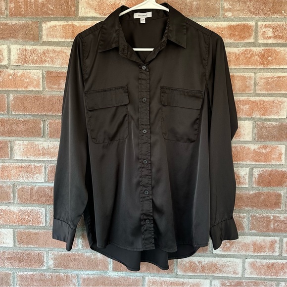 Equipment Black Button Down Satin Blouse Long Sleeve Women’s Small Career Office - Picture 3 of 13